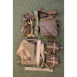 Box of Militaria inc. Gun Holster, Belts and Canteen