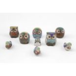 Collection of Metal enamelled Owls and Wildfowl (9)