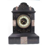 Late Victorian Belgian Slate and Marble mantel clock with numeral dial