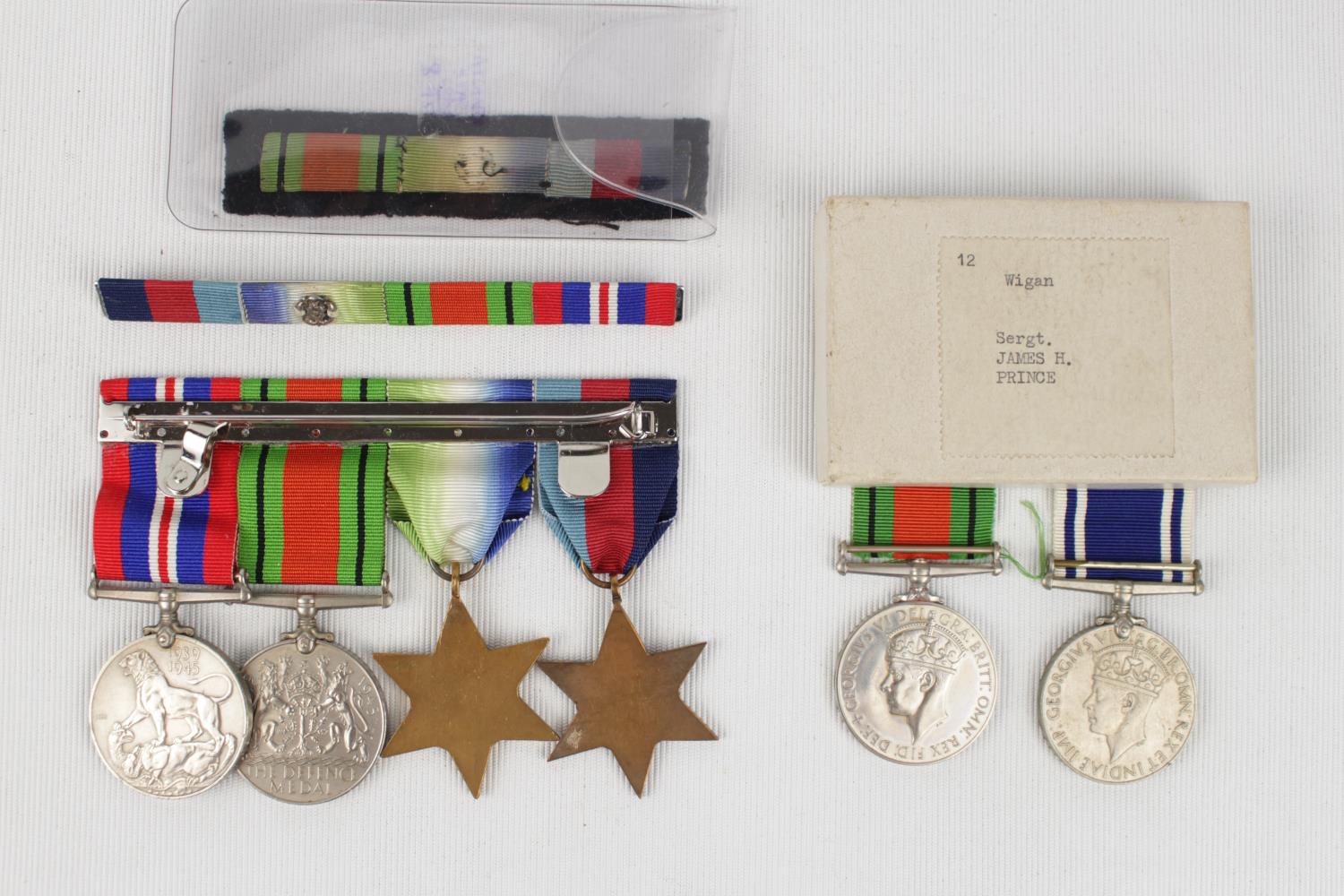 WW2 Medal 4 Medal group with Ribbons and 2 Medals for Sergt. James H Prince Medal of Exemplary - Image 2 of 2