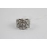 Ladies 9ct White Gold Diamond Pave Milligrain set ring 6.9g total weight