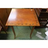 Laura Ashley Walnut Square Window table on tapering splayed legs, applied floral decoration