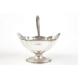 Georgian Style boat shaped sugar basket with swing handle 5'' by Mappin & Webb Sheffield 1915,