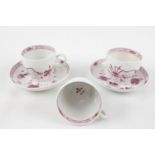 Pair of Early Copenhagen Cups and Saucers of Floral design and another cup C.1880