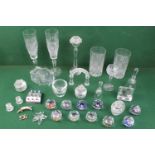 Large collection of Swarovski Crystal Ornaments and figures some boxed inc. Paperweights,