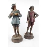 Pair of Cold painted Spelter Cromwellian type figures, 42cm in Height