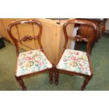 Pair of Victorian Walnut framed balloon back dining chair with floral seat