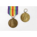 2 WW1 Victory Medals for 27190 PTE J W PROTHEROS NORTH D FUSILIERS & PLY 13360 H G WILCOX RMLI