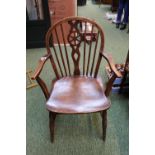 19thC Elm Wheelback Elbow chair on turned supports from the Estate of Culzean Castle