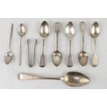 A Georgian table spoon London 1811, Five Exeter tea spoons etc. 175g