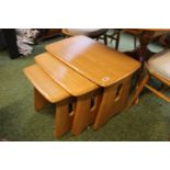 Blonde Elm Ercol Nest of 3 Coffee tables with pierced ends