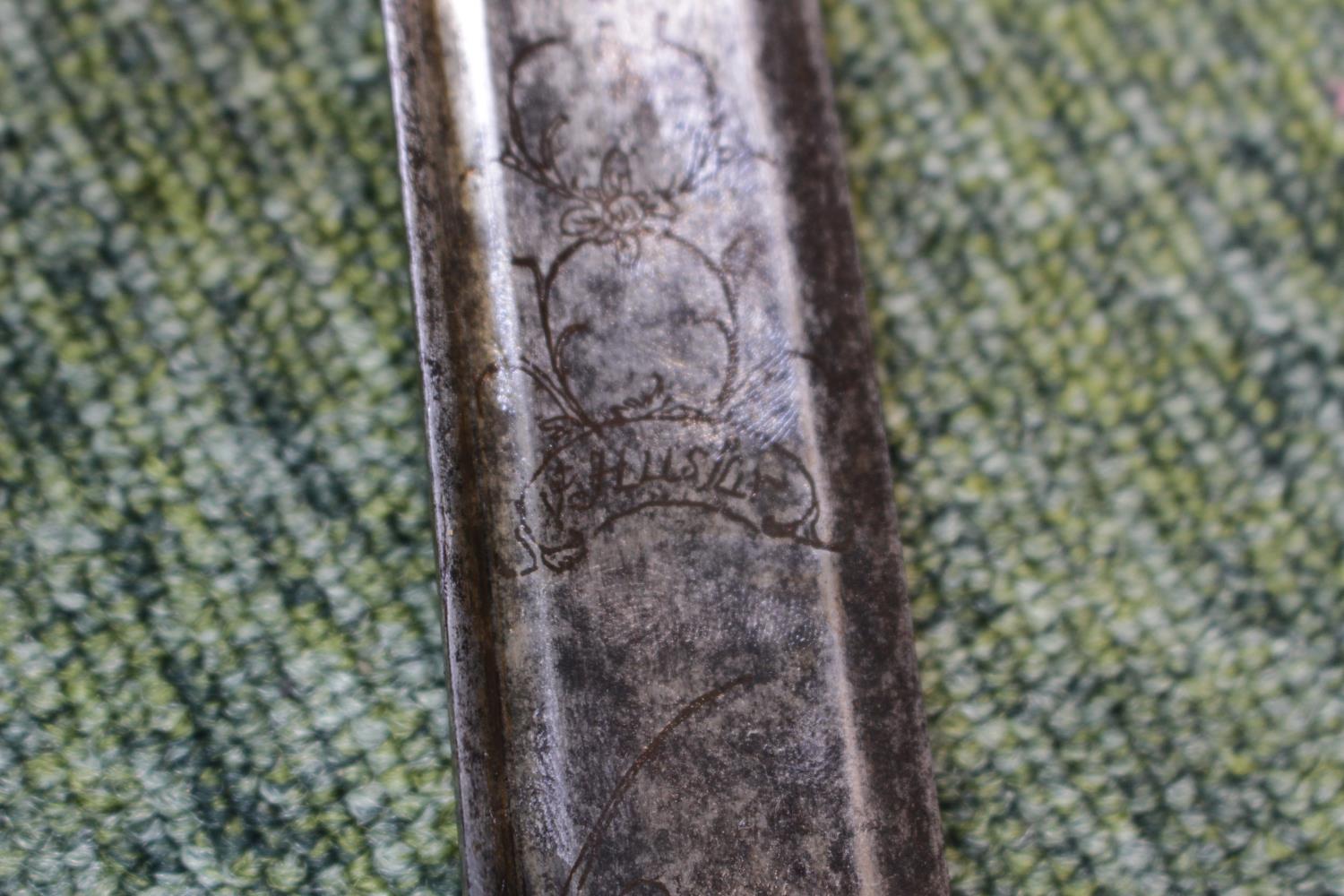 Pattern 1796 Curved Sword with scabbard marked and engraved figural decoration to the blade ' - Image 3 of 7