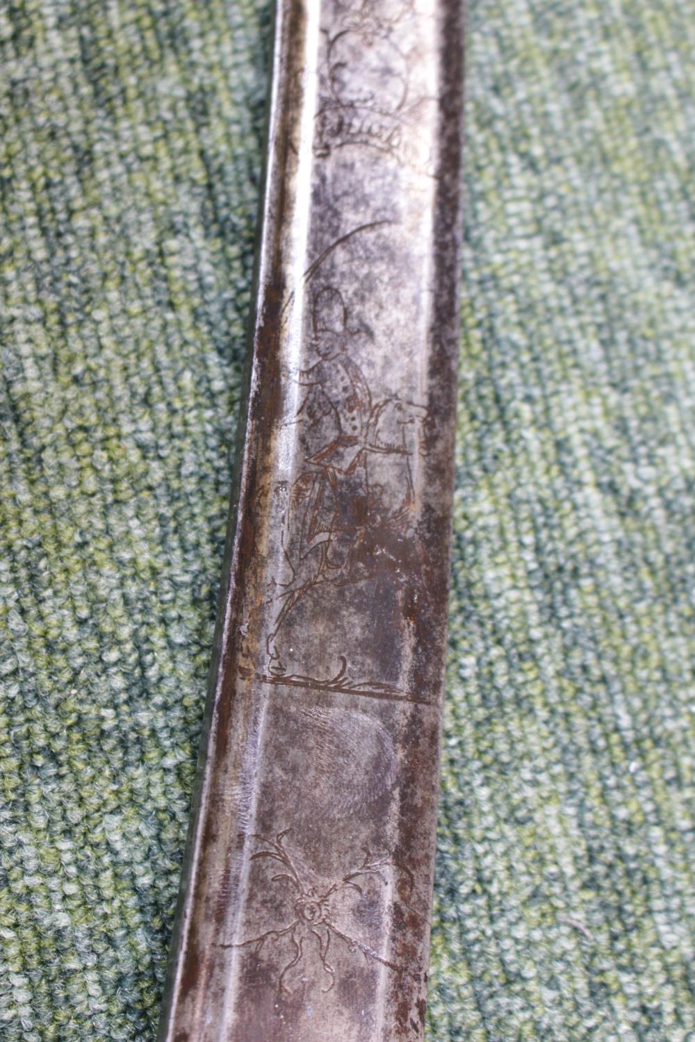 Pattern 1796 Curved Sword with scabbard marked and engraved figural decoration to the blade ' - Image 6 of 7