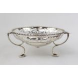 Ornate Edwardian Silver pierced centrepiece supported on tripod base and pad feet Sheffield 1912,