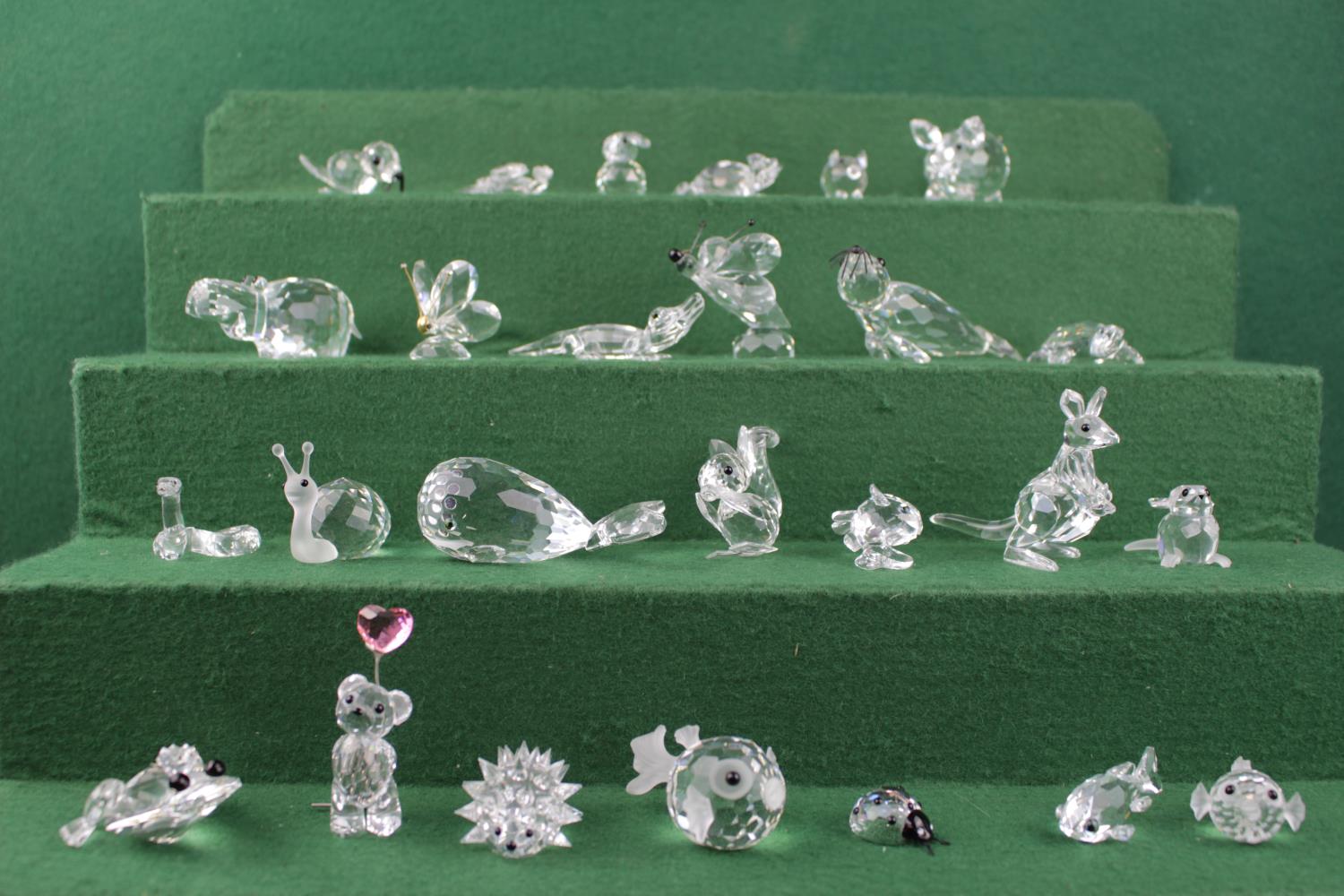 Large collection of Swarovski Crystal Animals and figures some boxed inc. Sea Animals, Butterfly,