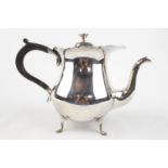 Large Silver Edward VII Teapot by Mappin & Webb supported on pad feet, London 1903, 740g total