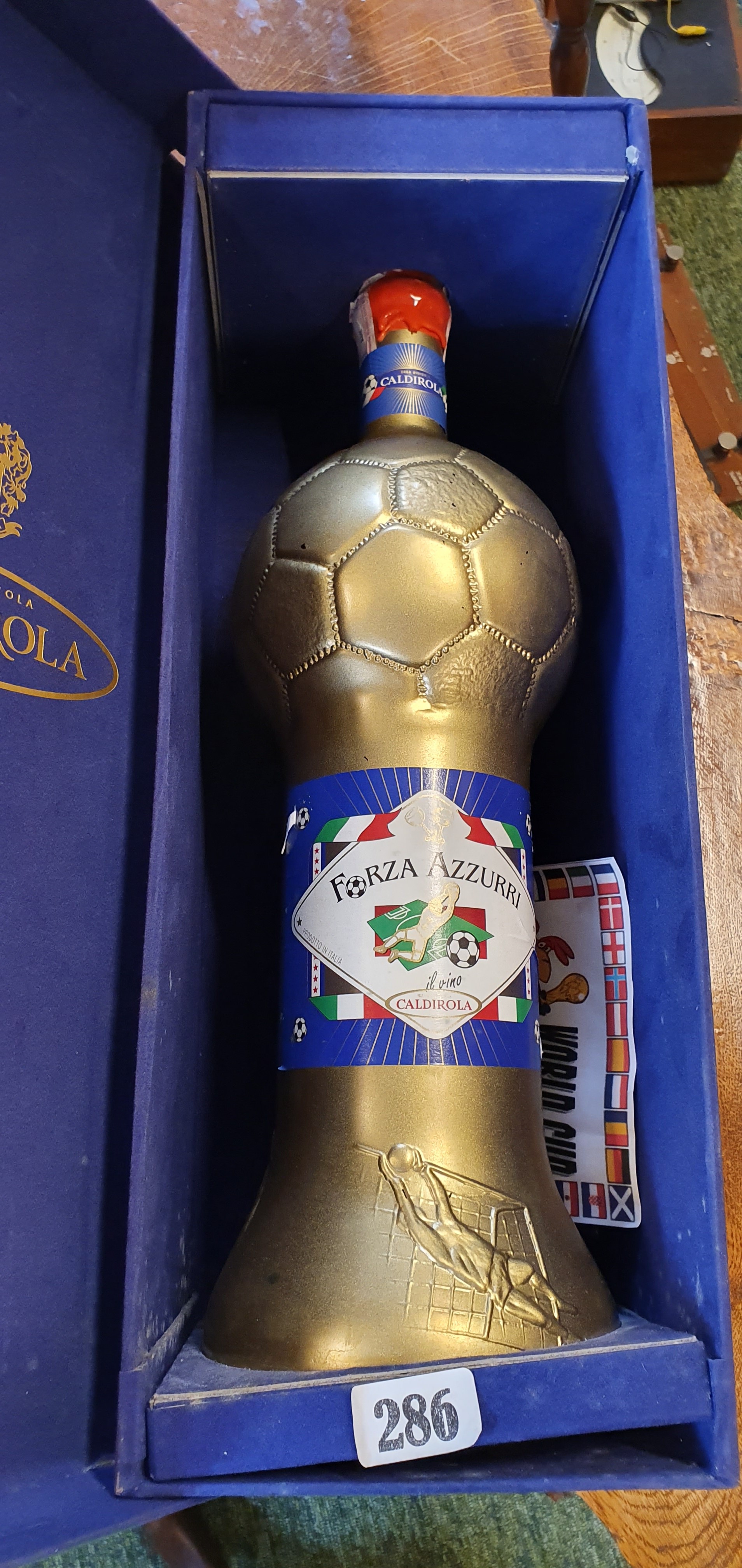 Boxed Football Interest Bottle of Forza Azzurri il vino Caldirola World Cup Wine