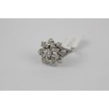 18ct White Gold Ladies Diamond Multi Claw set Cluster Diamond Ring 0.60ct G/H Si Estimated. 5g total