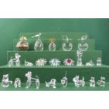 Large collection of Swarovski Crystal Animals and figures some boxed inc. Fruit, Dogs and Flowers