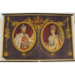 Large Antique Poster of on rolling frame of King George & Queen Mary