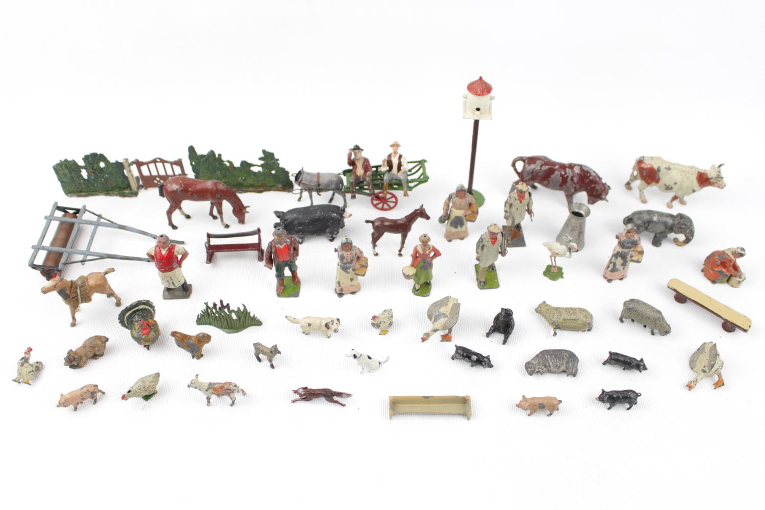 Collection of J Hill, Britains and other Lead Farmyard animals and figures
