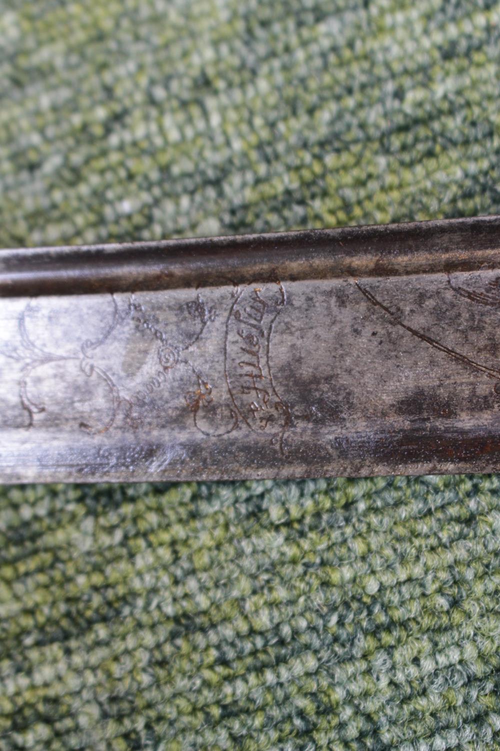 Pattern 1796 Curved Sword with scabbard marked and engraved figural decoration to the blade ' - Image 4 of 7