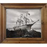 Framed Photograph by Gibson of Penzance of a Shipwreck. 23 x 29cm