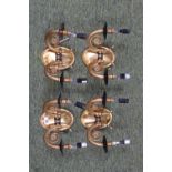 Set of 4 Christopher Wray Brass twin light fittings