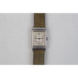 Jaeger Le Coultre & Co Reverso 17 Jewel Late 1930's steel rectangular, serial number 16191 on non