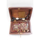 Hardwood case of assorted Gents and Ladies Jewellery inc. Cufflinks, watches etc