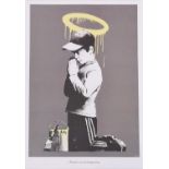 Banksy; 'Forgive us our Trespassing' unframed Lithograph. 60 x 39cm