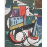 Angela Stones (1914-1995) Still Life of a Radio Abstract Oil on Board. 40 x 50cm. Studied under