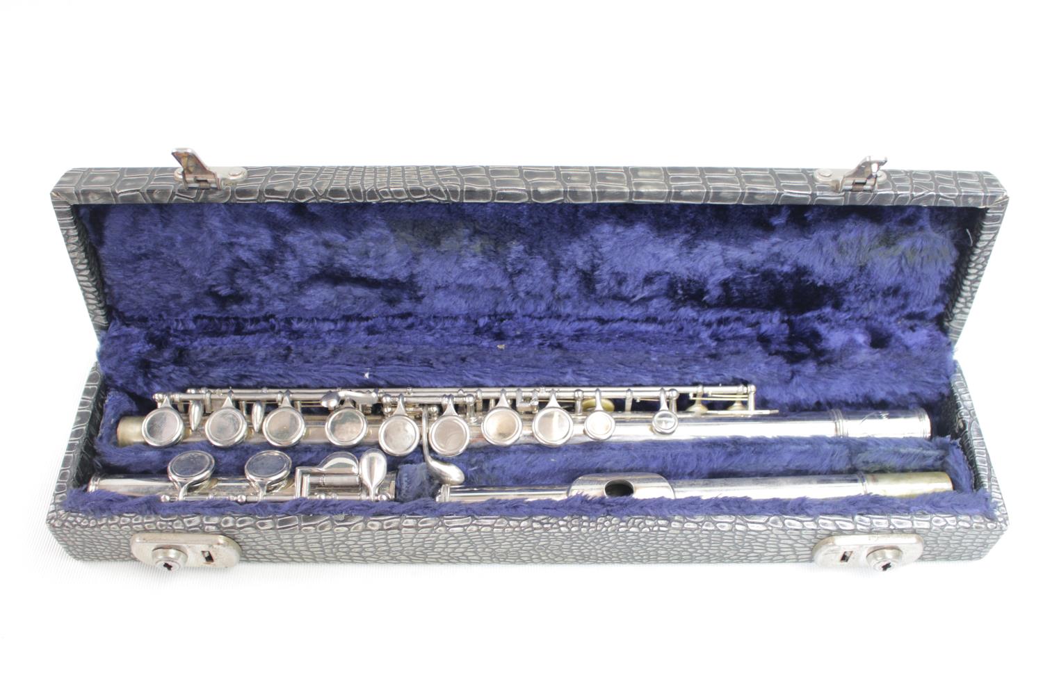 Cased French Chromium plated Flute marked Normandy