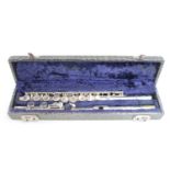 Cased French Chromium plated Flute marked Normandy