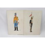 Two military paintings of Victorian soldiers, one signed A. Handley, possibly illustrations for a