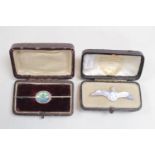 Silver RAF Enamelled Sweetheart brooch and a Oval Silver Butterfly backed Bar Brooch 'Per Ardua Ad