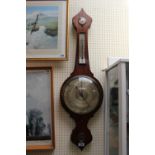 Rosewood Banjo Barometer D Fagioli & Son of Clerkenwell with silvered dial