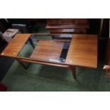 Interesting Retro rectangular coffee table with glass insert
