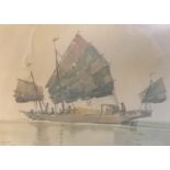 Yong Mun Sen (1896-1962) Malaysian. Malaysian Junk Sailing, Watercolour, Signed in Script and