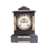 Good quality 19thC Belgian Slate and Italian faced clock with open escapement and numeral face