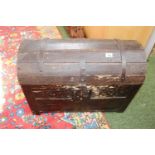 Antique Pine Domed trunk with metal fittings