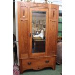 Edwardian Oak Wardrobe with inset decoration