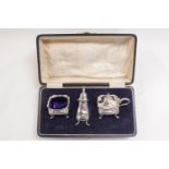 Early 20thC Boxed 3 Piece Silver/ Silver plate Cruet set (Marks rubbed) 88g total weight