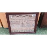 Framed 19th Sampler dated 1810, Religious text Initialled PF aged 12