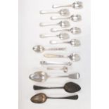 Collection of Georgian and later Silver Flatware inc. Spoons, Sugar tongs etc 370g total weight