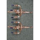 Pair of Possoni Italian 'Bradley' 3 Branch Brass light fittings