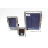 Collection of 3 Silver Photo frames with fabric backs