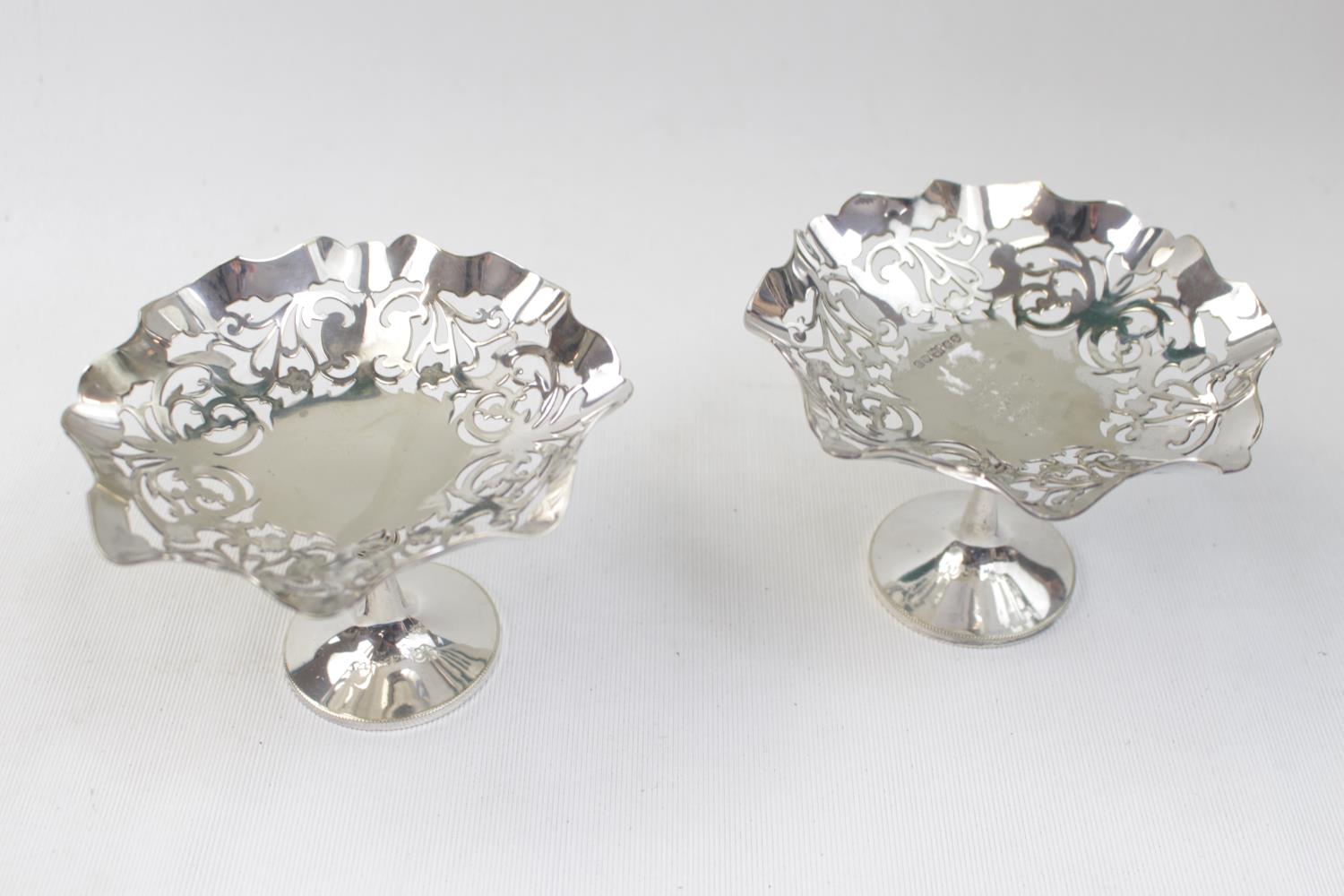 Pair Good quality Silver plated Pierced Tazza by D S & G