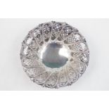 Good quality Silver pierced Circular bob bon dish on stepped base by Henry Atkin of Atkin