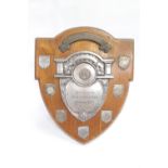 Hunts County Club Cricket Shield Presented by F.M.Warr Esq 3rd June 1959 on Oak Frame